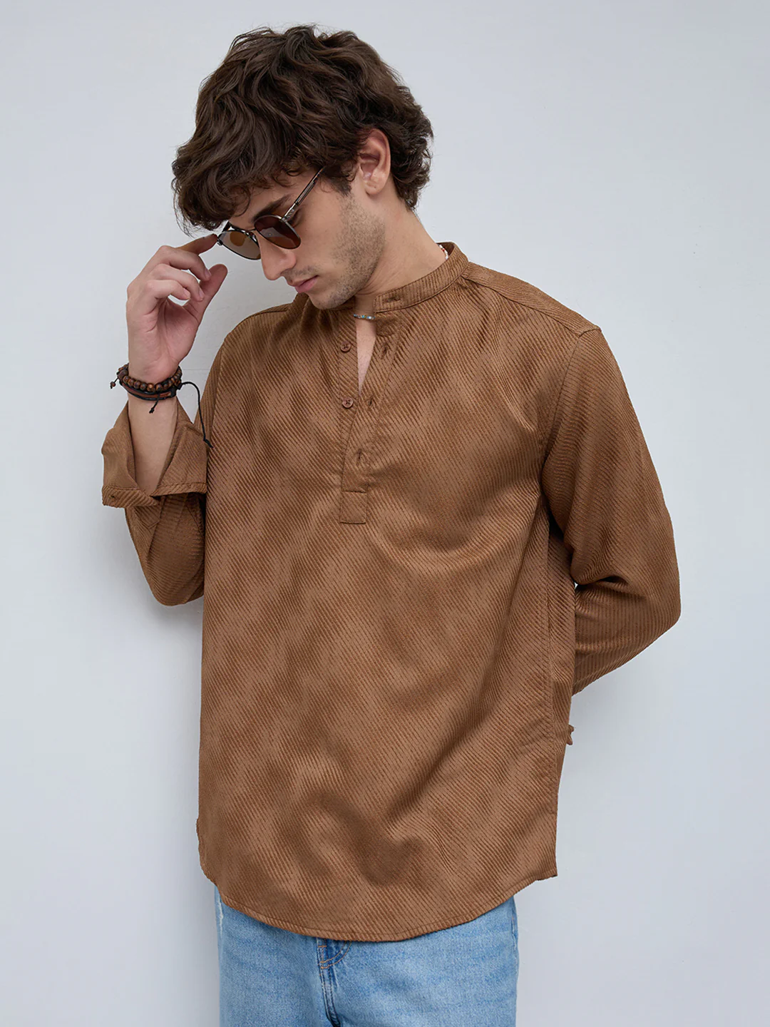 Desert Dune Diagonal Twill Textured Statement Kurta - Image 4