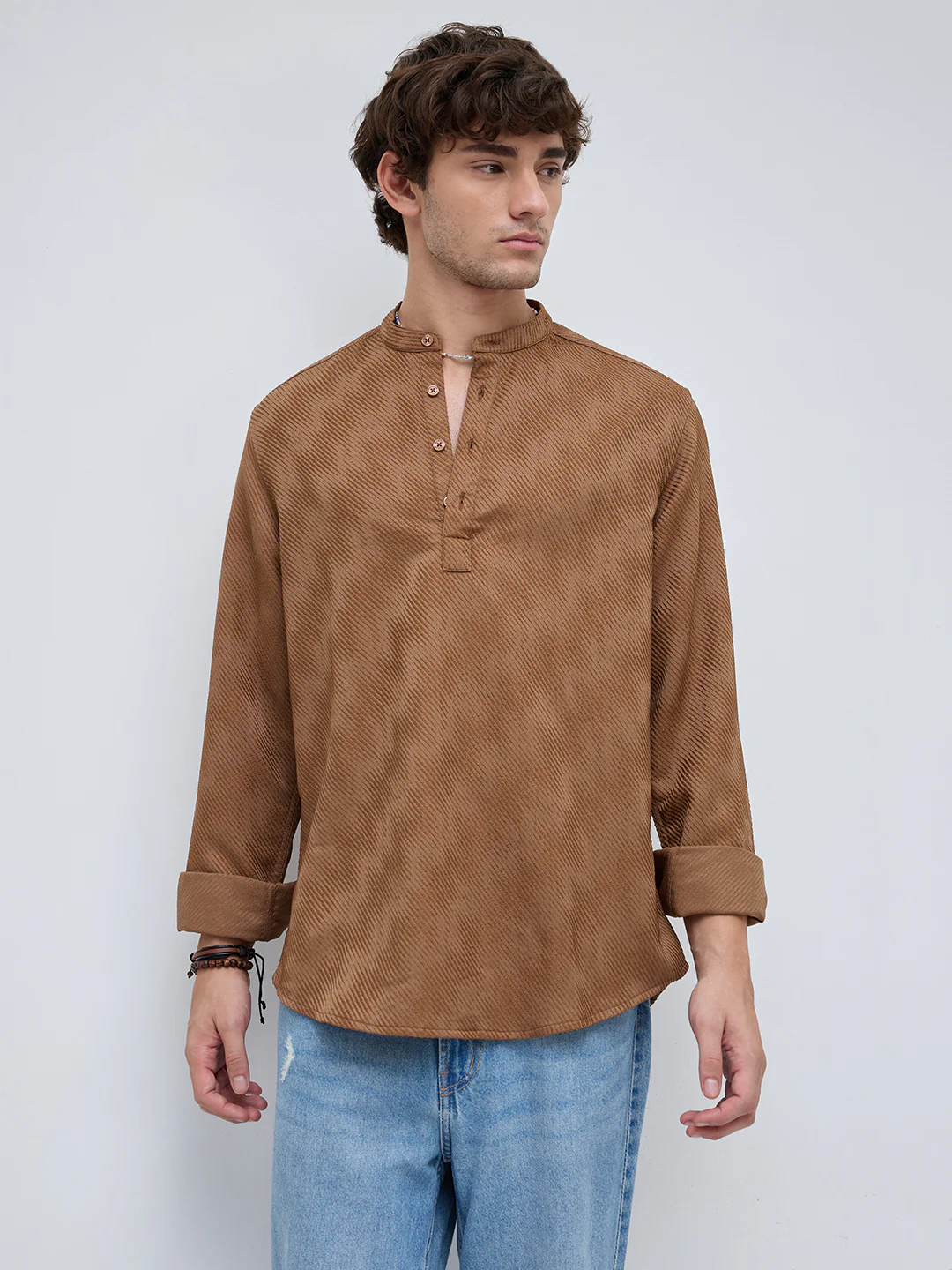 Desert Dune Diagonal Twill Textured Statement Kurta - Image 5