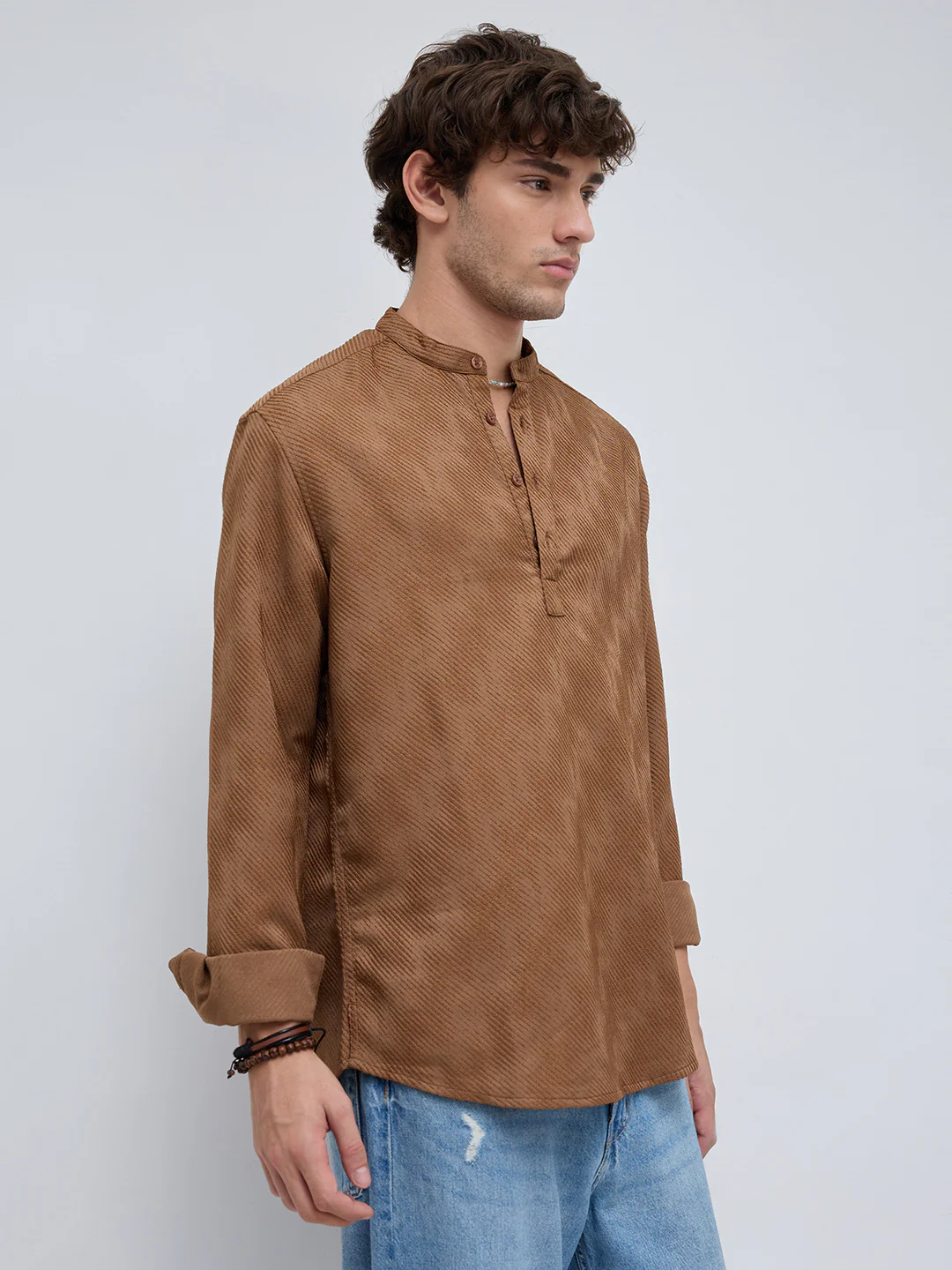 Desert Dune Diagonal Twill Textured Statement Kurta - Image 6