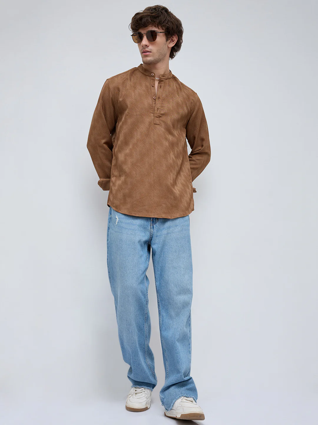Desert Dune Diagonal Twill Textured Statement Kurta - Image 8