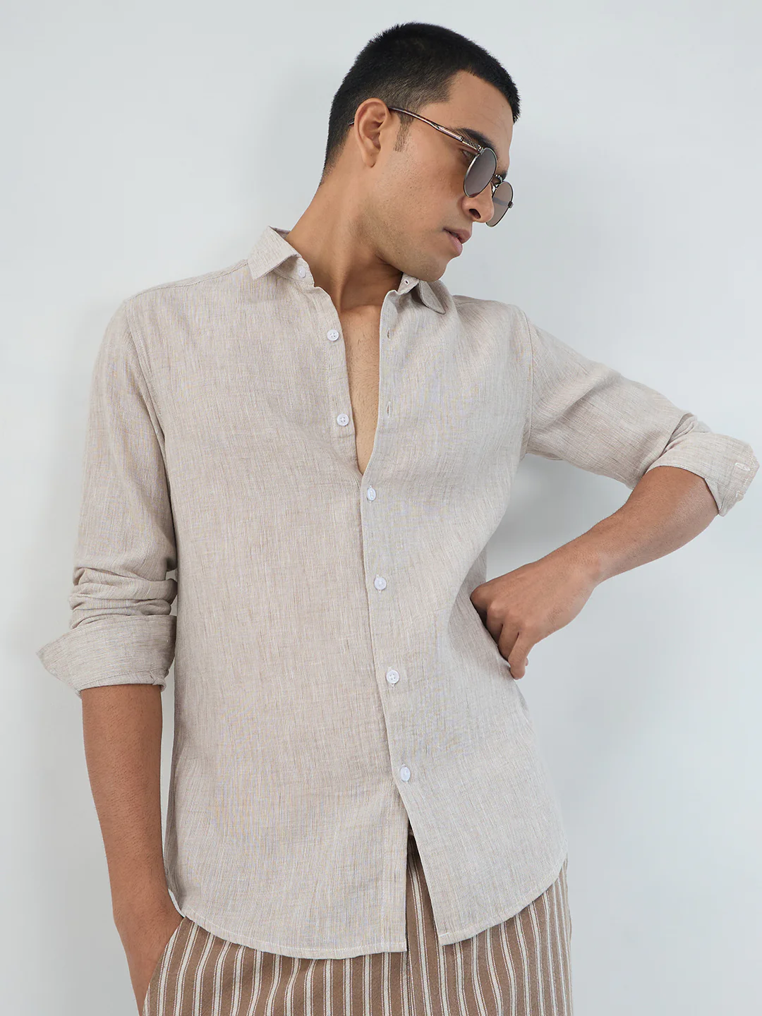 Desert Sand Beige Textured Shirt