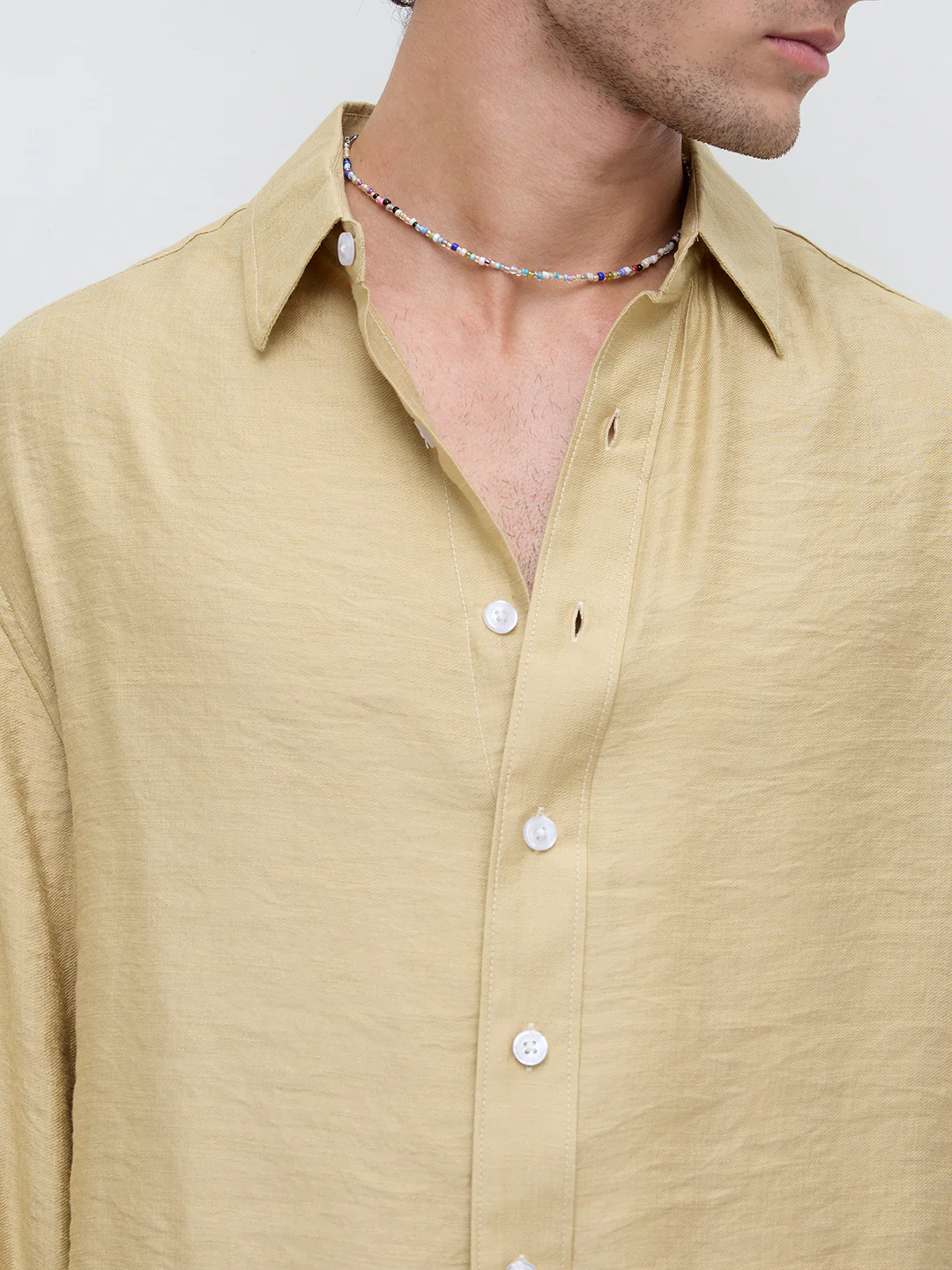 Dessert Gold Crinkled Boxy Fit Crop Shirt - Image 3