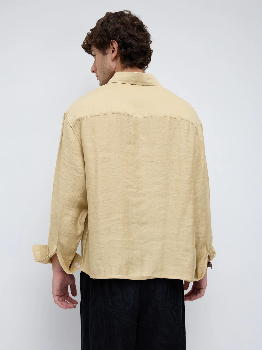 Dessert Gold Crinkled Boxy Fit Crop Shirt - Image 7