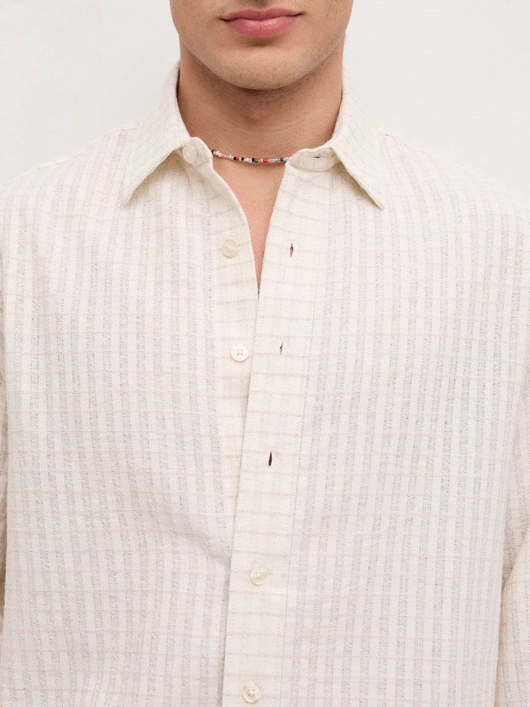 Dessert Loom Sheer Checks Boxy Fit Crop Shirt - Image 3