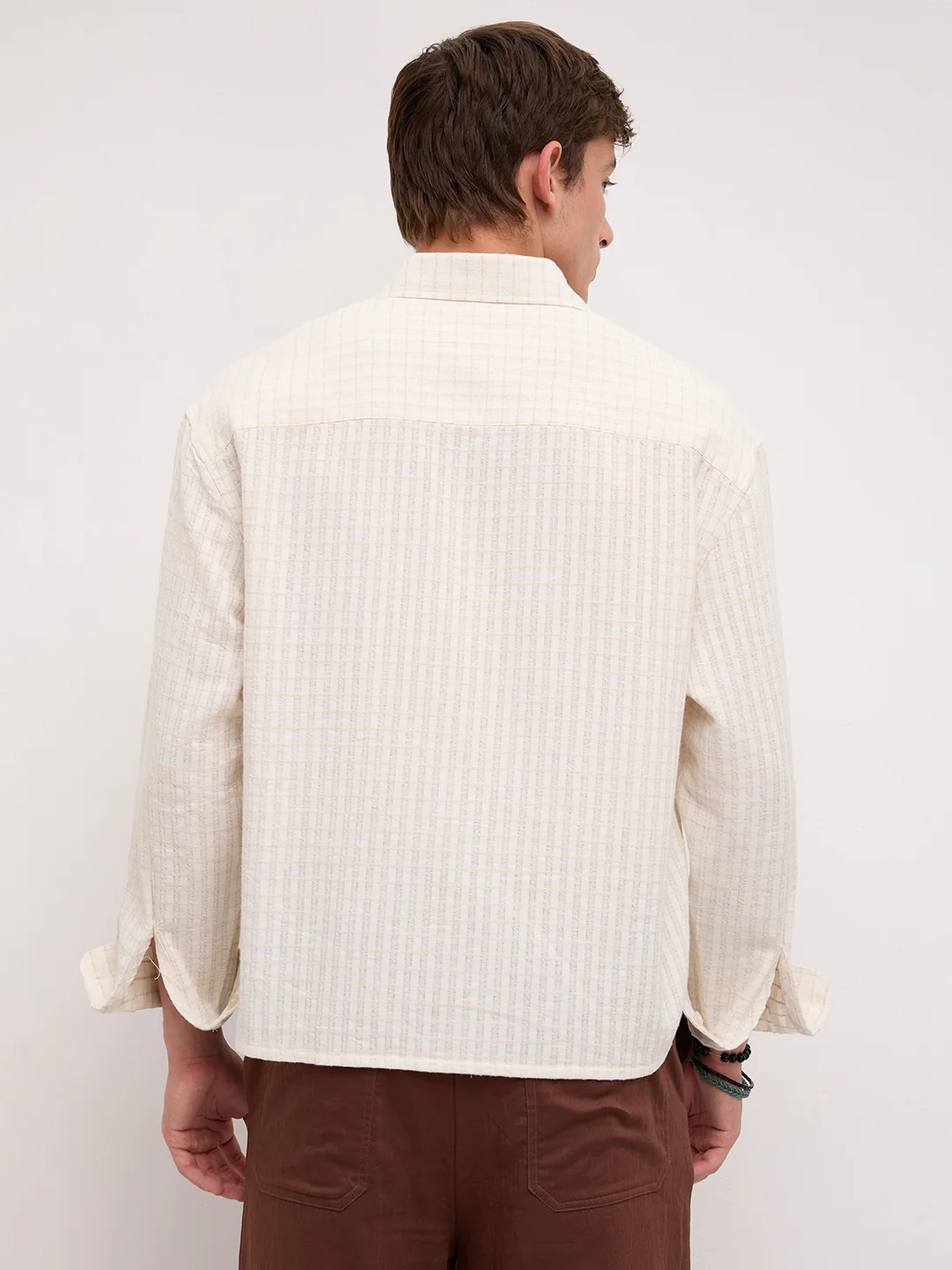 Dessert Loom Sheer Checks Boxy Fit Crop Shirt - Image 7