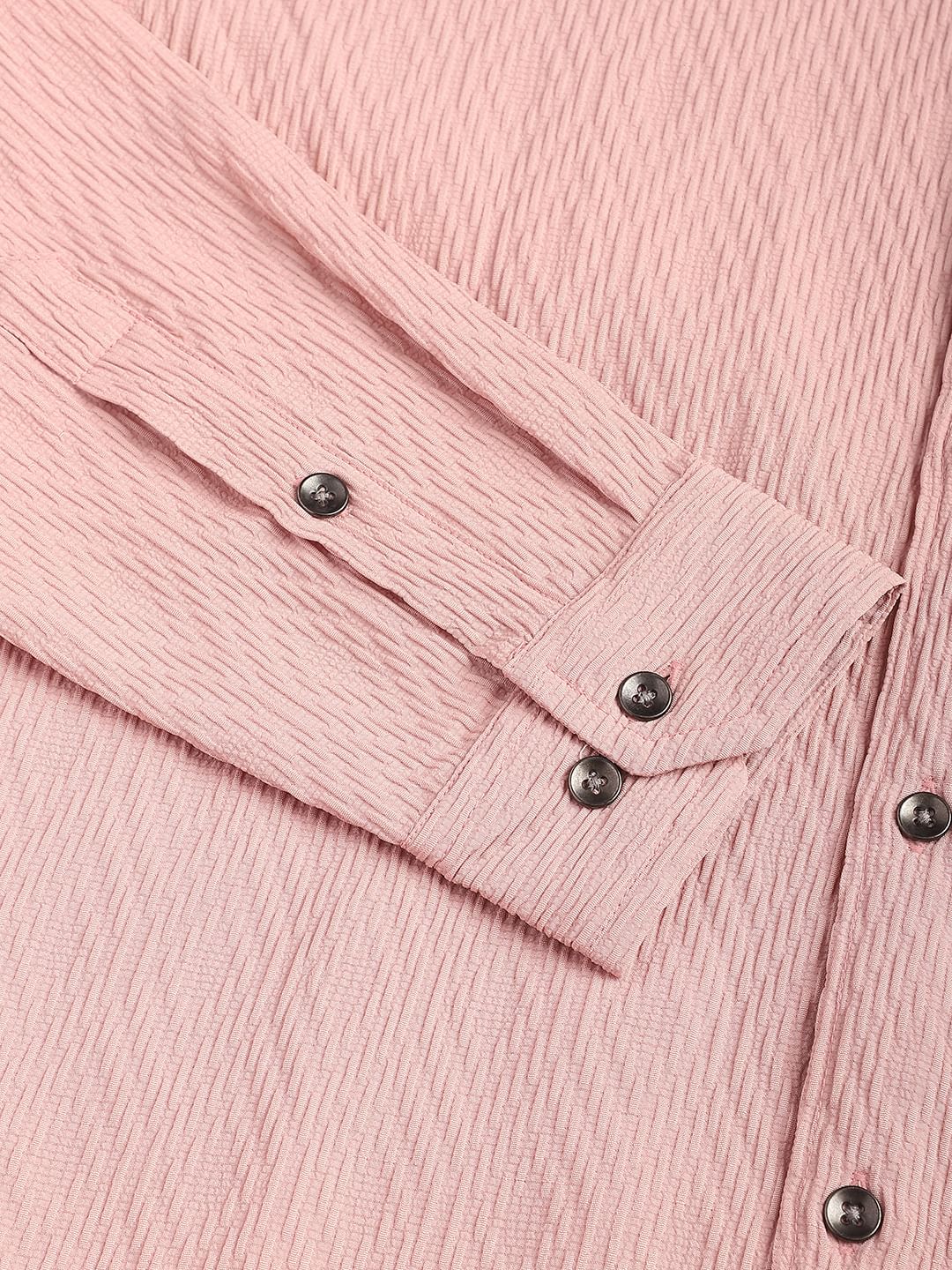 Detailed Peach Jacquard Shirt - Image 9