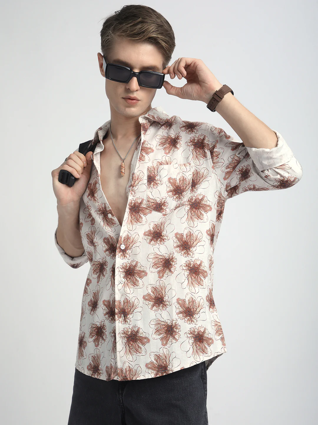 Doodle Florals Soft Beige Shirt