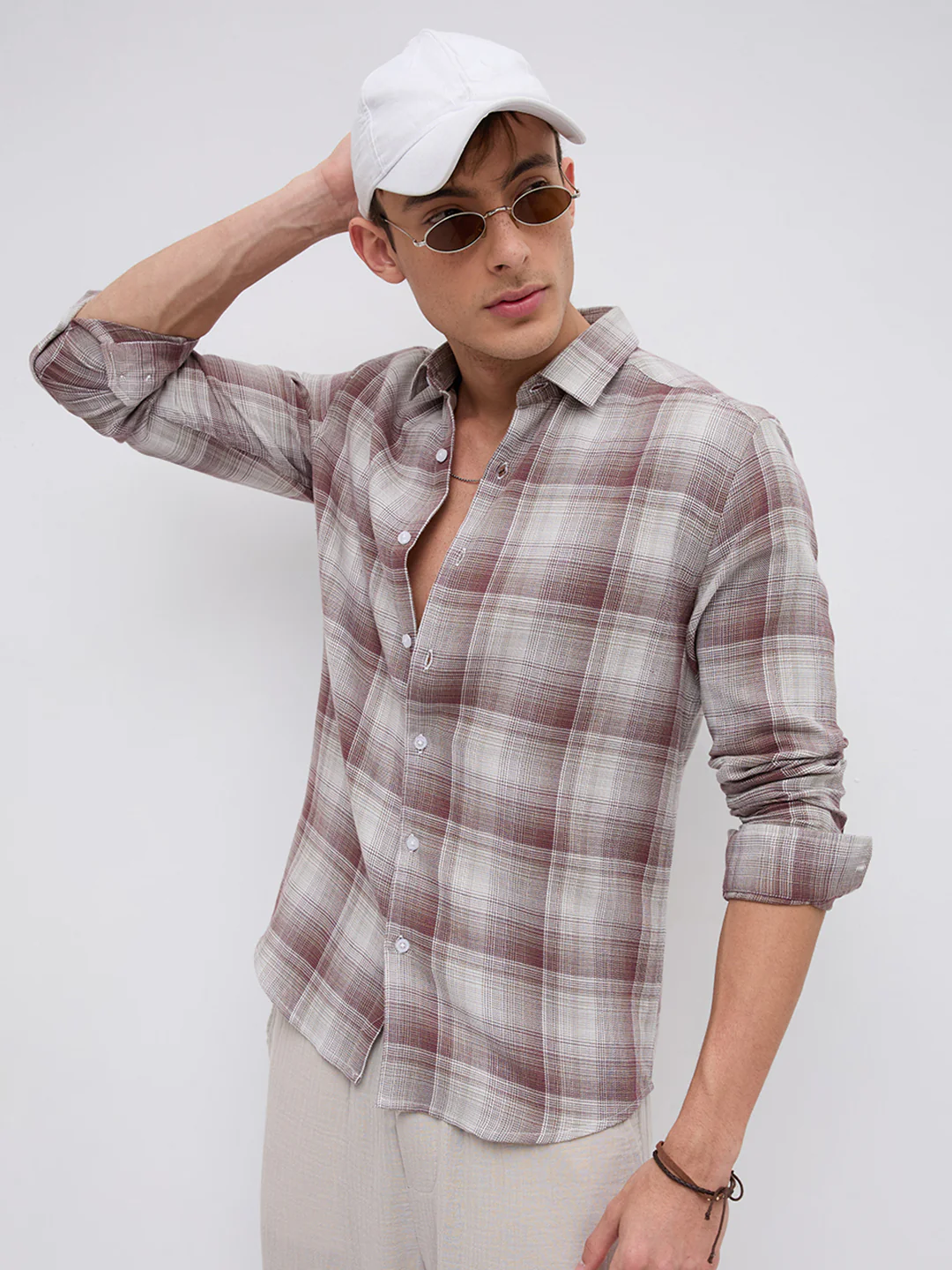 Dusty Brown Shadow Gradient Checks Shirt - Image 2