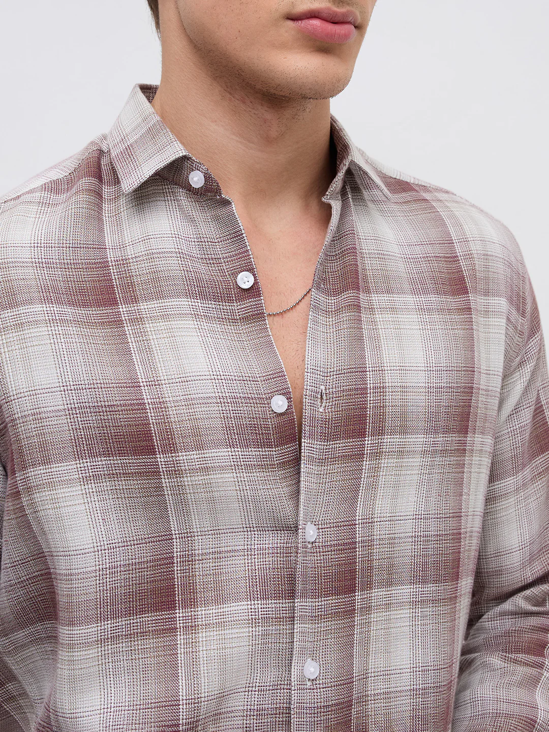 Dusty Brown Shadow Gradient Checks Shirt - Image 3