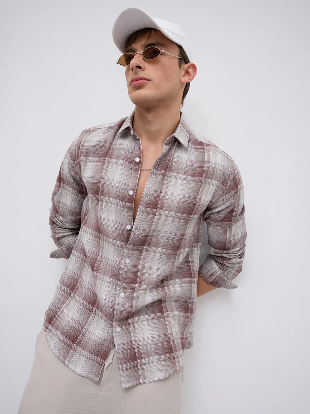 Dusty Brown Shadow Gradient Checks Shirt - Image 5