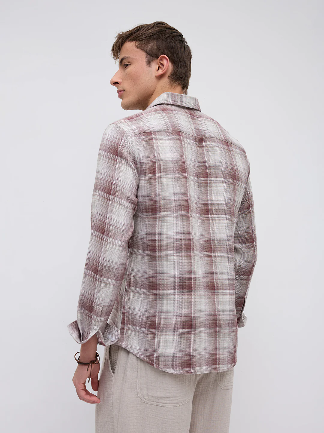 Dusty Brown Shadow Gradient Checks Shirt - Image 6