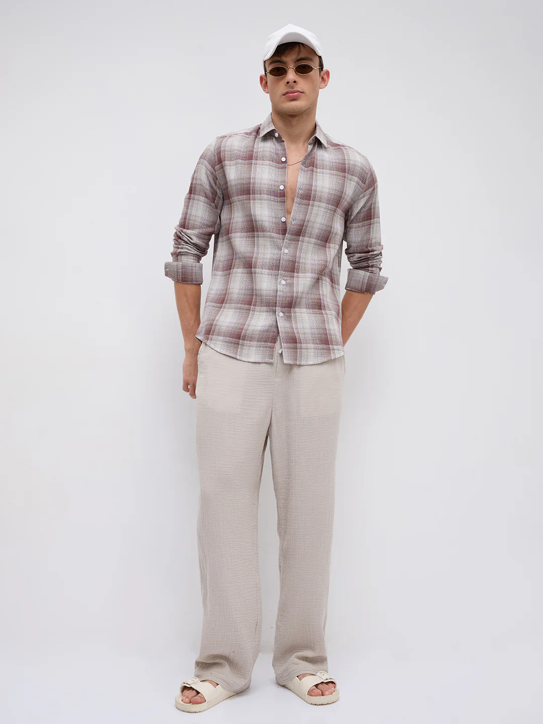 Dusty Brown Shadow Gradient Checks Shirt - Image 7