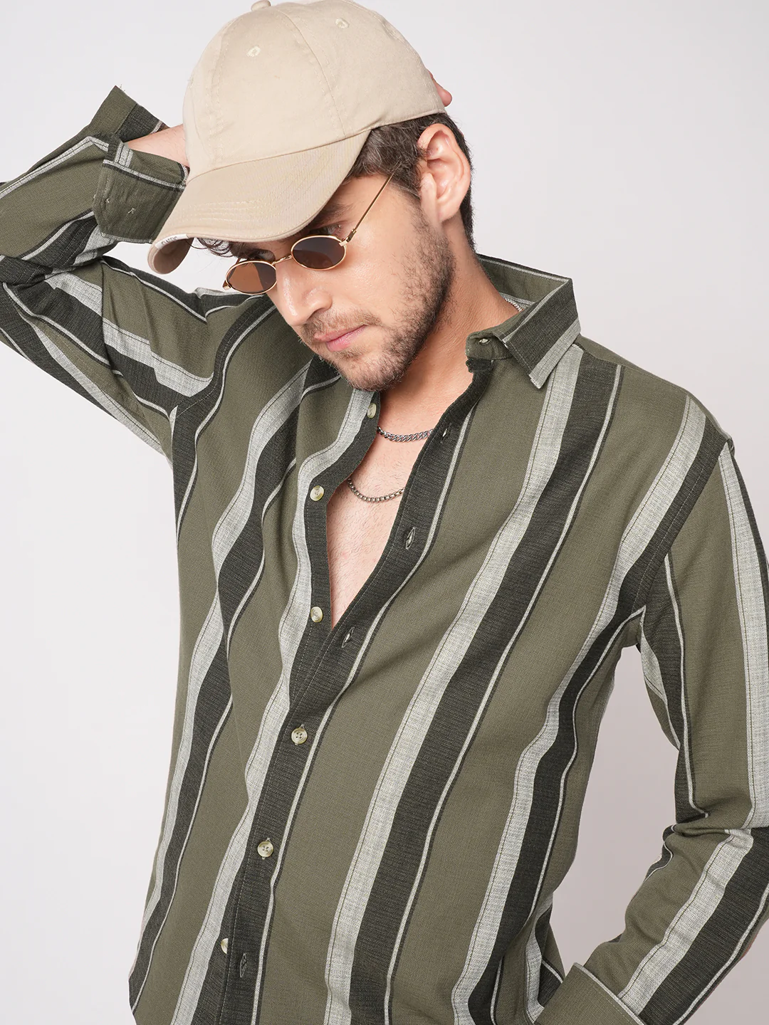 Earthy Olive Sylvan Striped Shirt