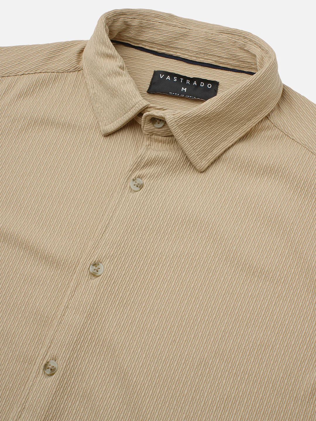 Elegant Beige Textured Knitted Shirt - Image 3