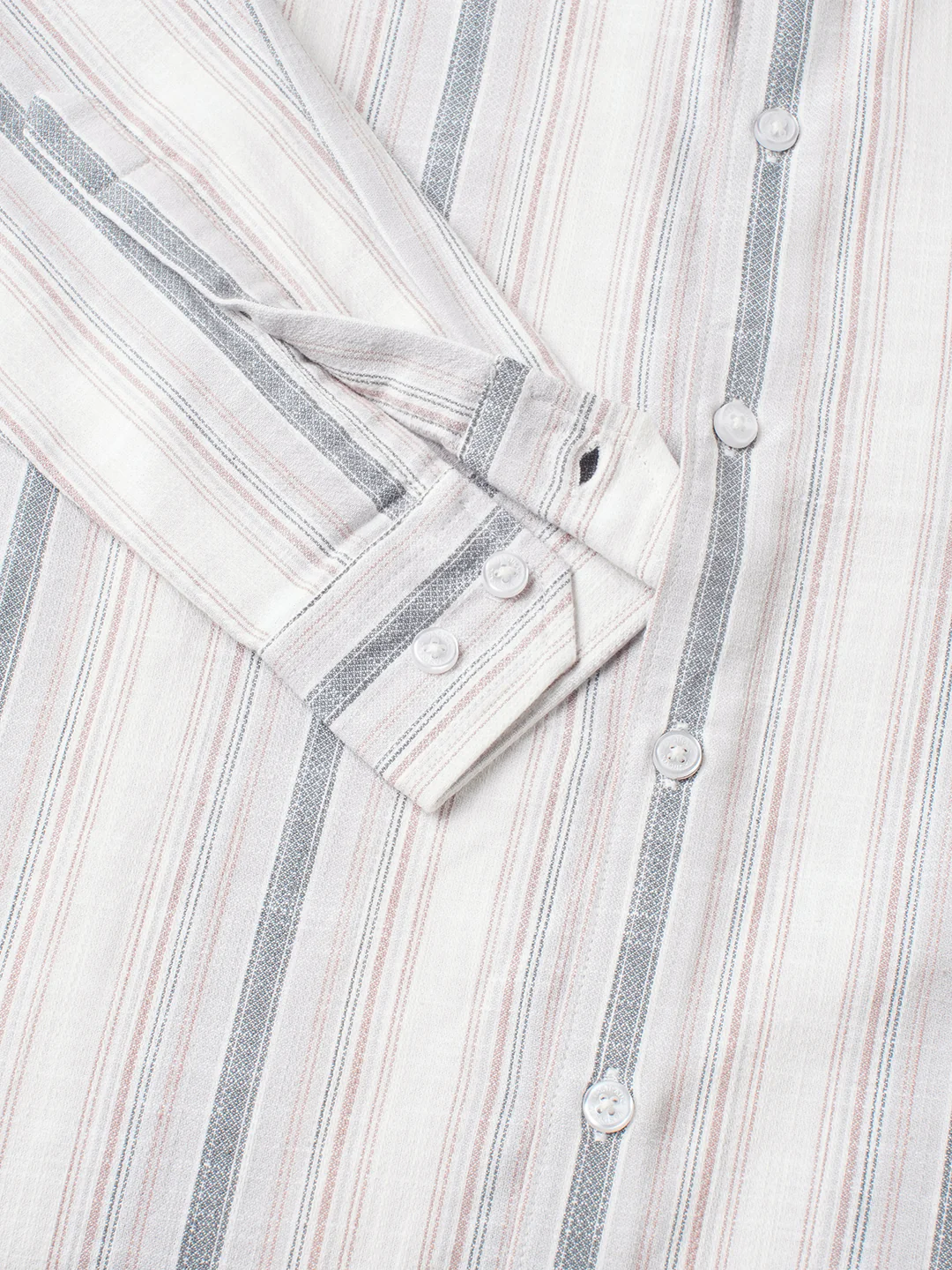 Elegant Grey Multi Pinstripe Panel Shirt - Image 3