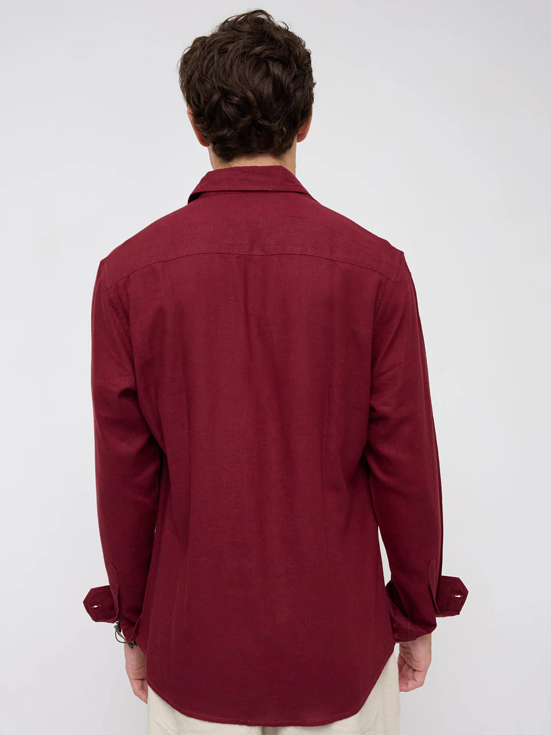 Elegant Maroon Linen Blend Everyday Shirt - Image 7
