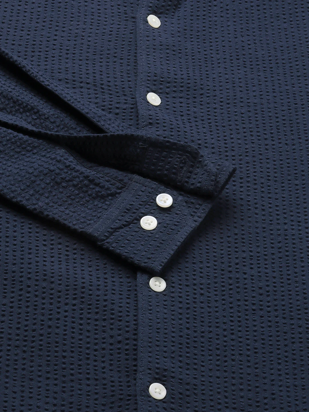 Elegant Navy Seersucker Shirt - Image 9