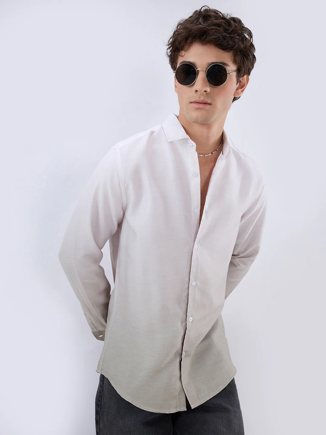 Elegant Pistachio Green Ombre Shirt - Image 2