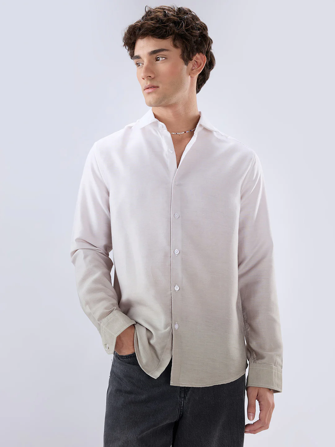 Elegant Pistachio Green Ombre Shirt - Image 5