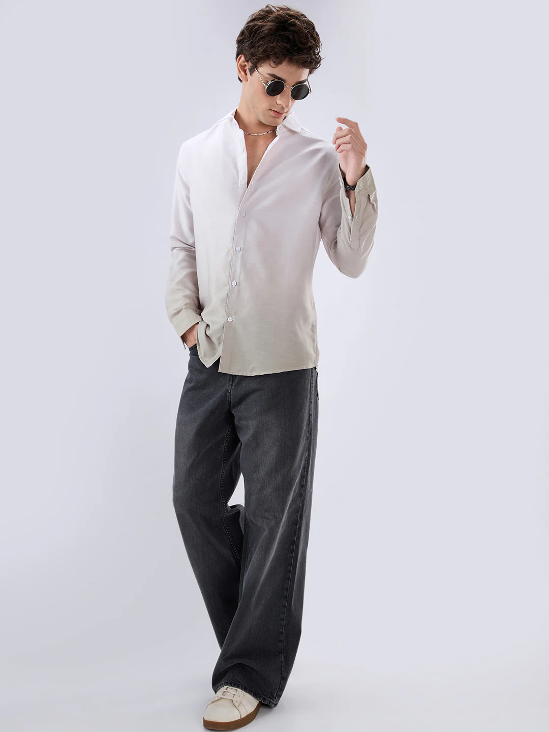 Elegant Pistachio Green Ombre Shirt - Image 8