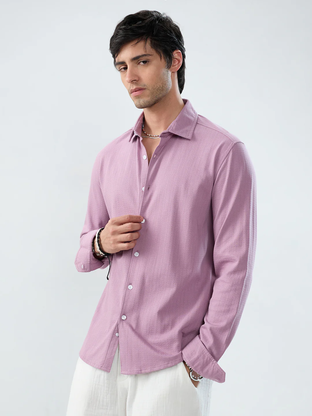 Elegant Turkish Rose Pink Knitted Shirt - Image 5