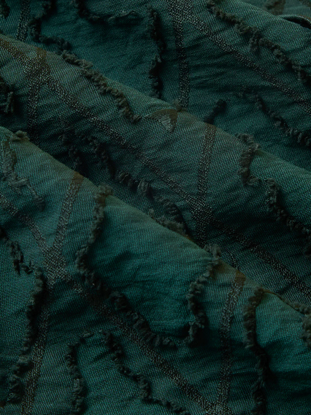 Emerald Green Lozenge Embossed Frayed Shirt - Image 9