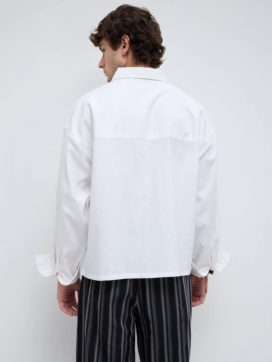 Essential White Crop Boxy Fit Linen Blend Utility Shirt - Image 6