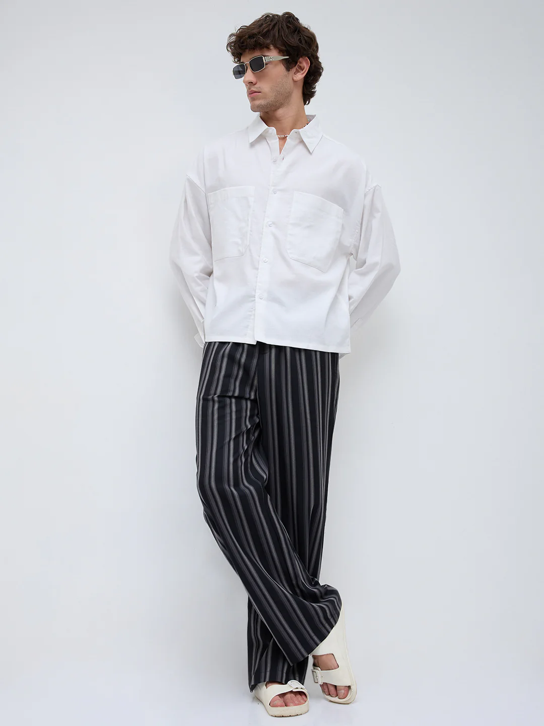 Essential White Crop Boxy Fit Linen Blend Utility Shirt - Image 7