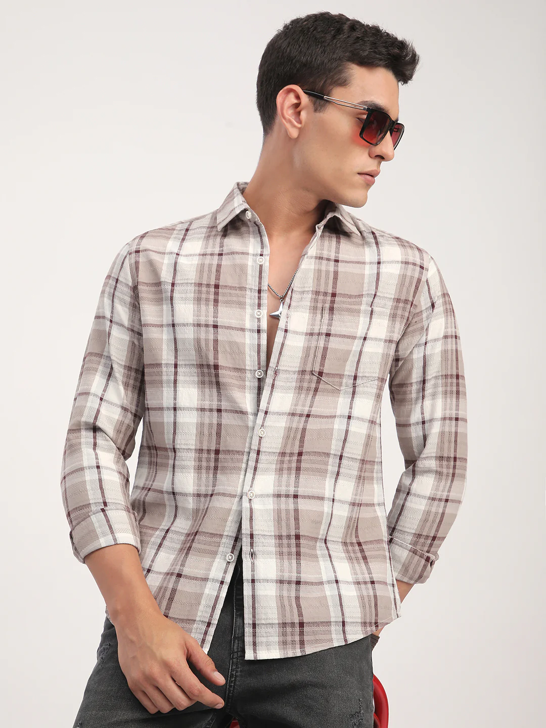 Ethereal Multicolour Checkered Textured Shirt