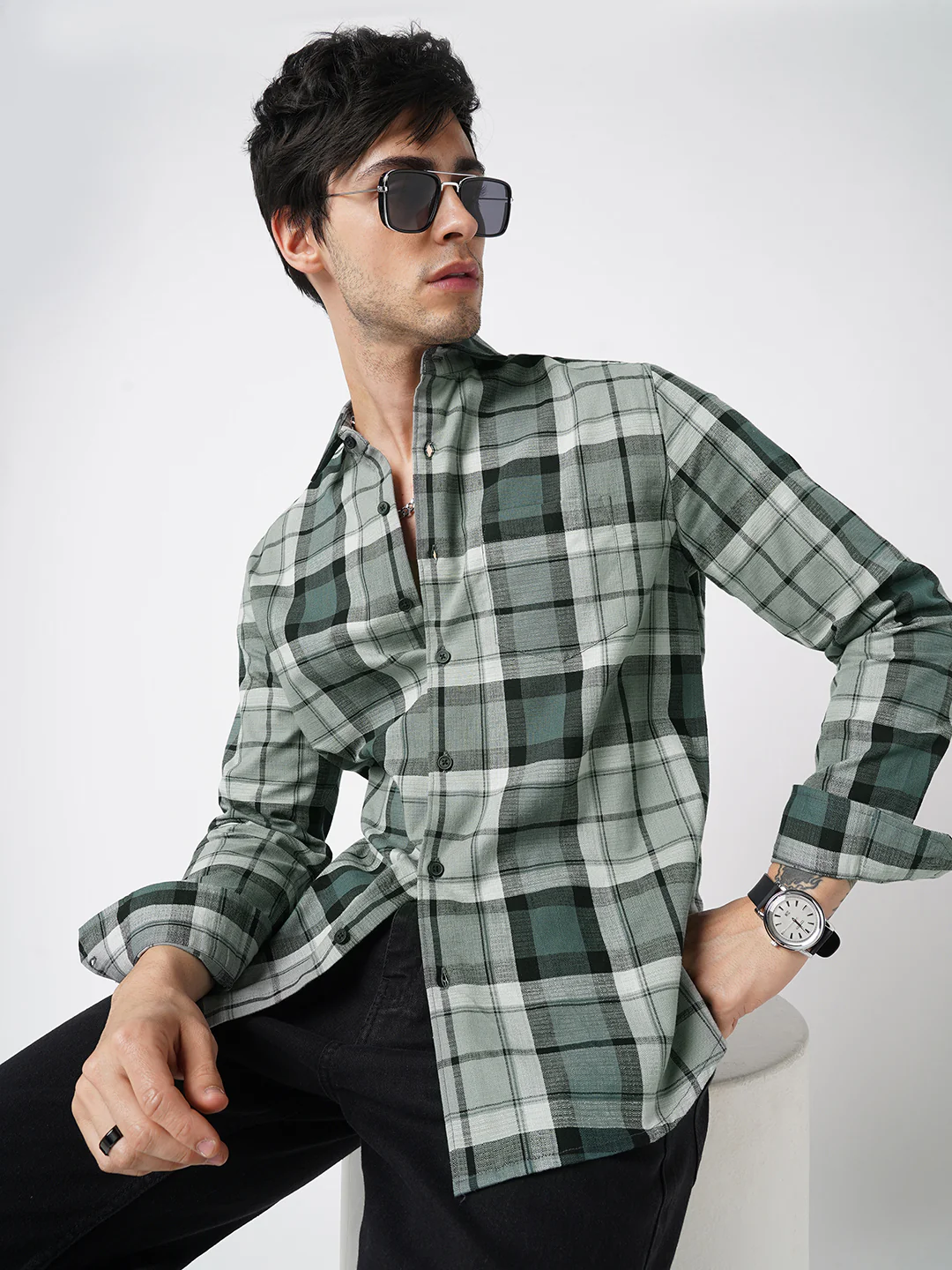 Evergreen Matrix Plaid Checks Shirt