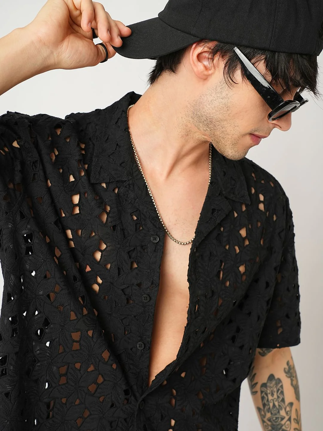 Floral Black Schiffli Oversized Shirt - Image 2
