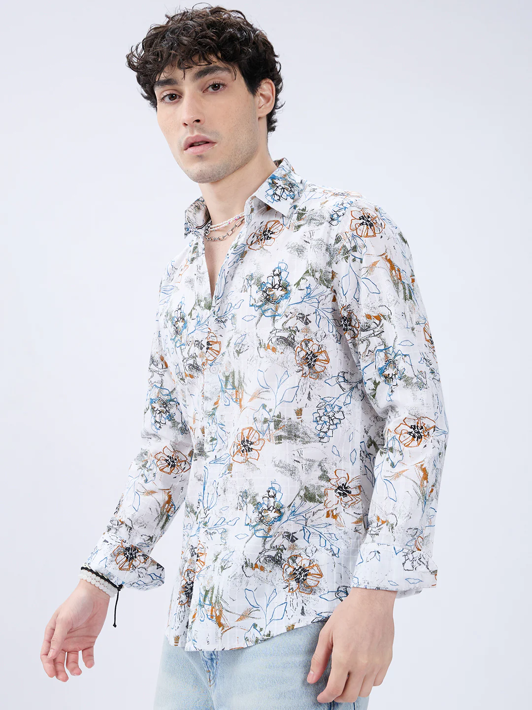 Floral Rush White Checks Canvas Luxe Shirt - Image 6