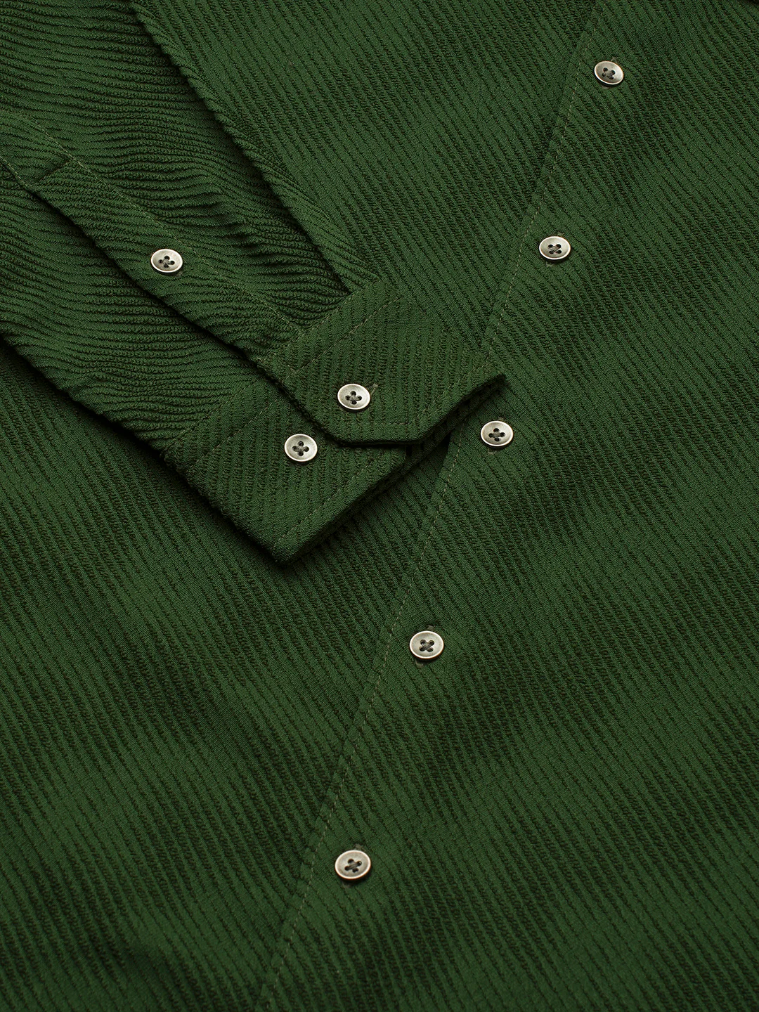 Forest Green Diagonal Striped Textured Shirt - Image 9