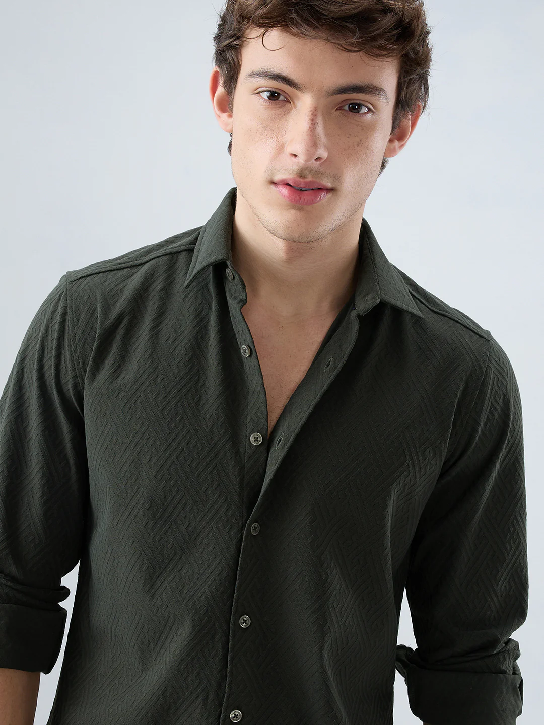 Forest Green Interlock Maze Weave Knitted Shirt - Image 3