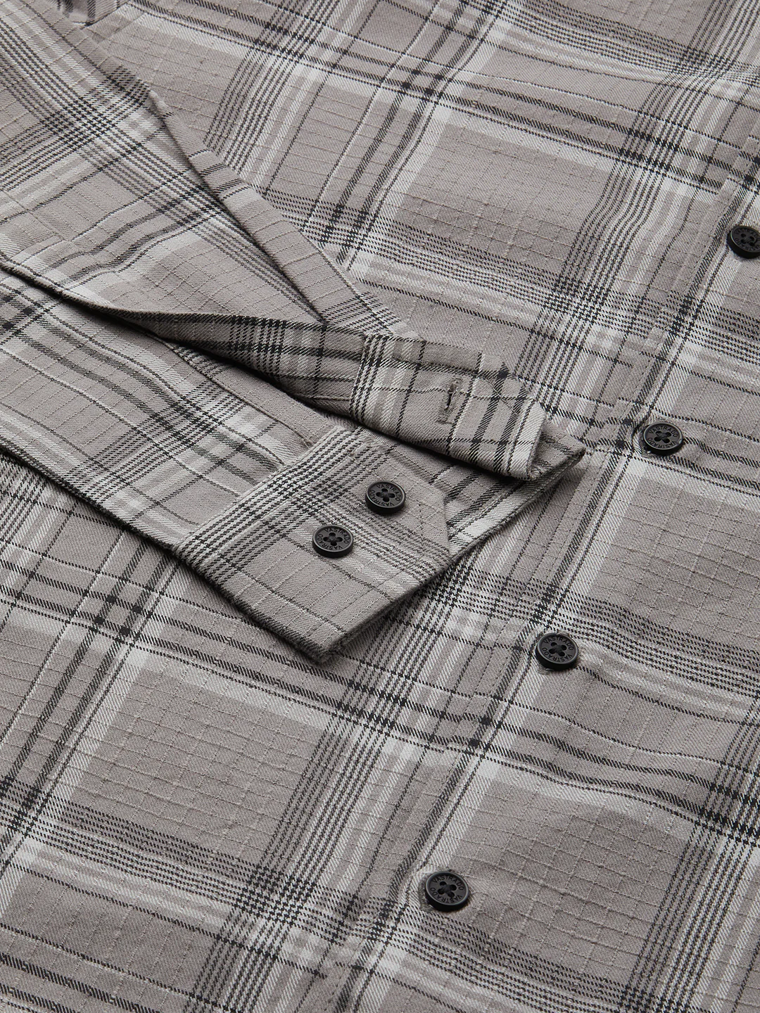 Fossil Grey & Black Tartanique Checkered Textured Shirt - Image 9