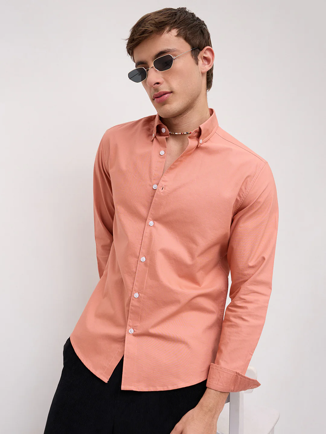 Georgia Peach Oxford Button-Down Collar Business Shirt - Image 2