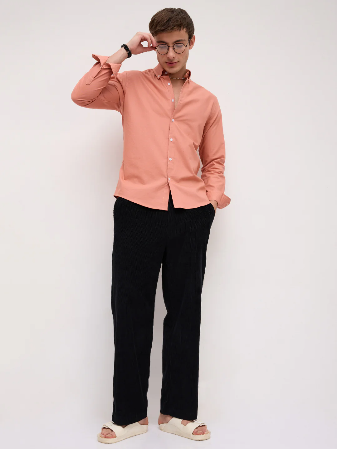 Georgia Peach Oxford Button-Down Collar Business Shirt - Image 8