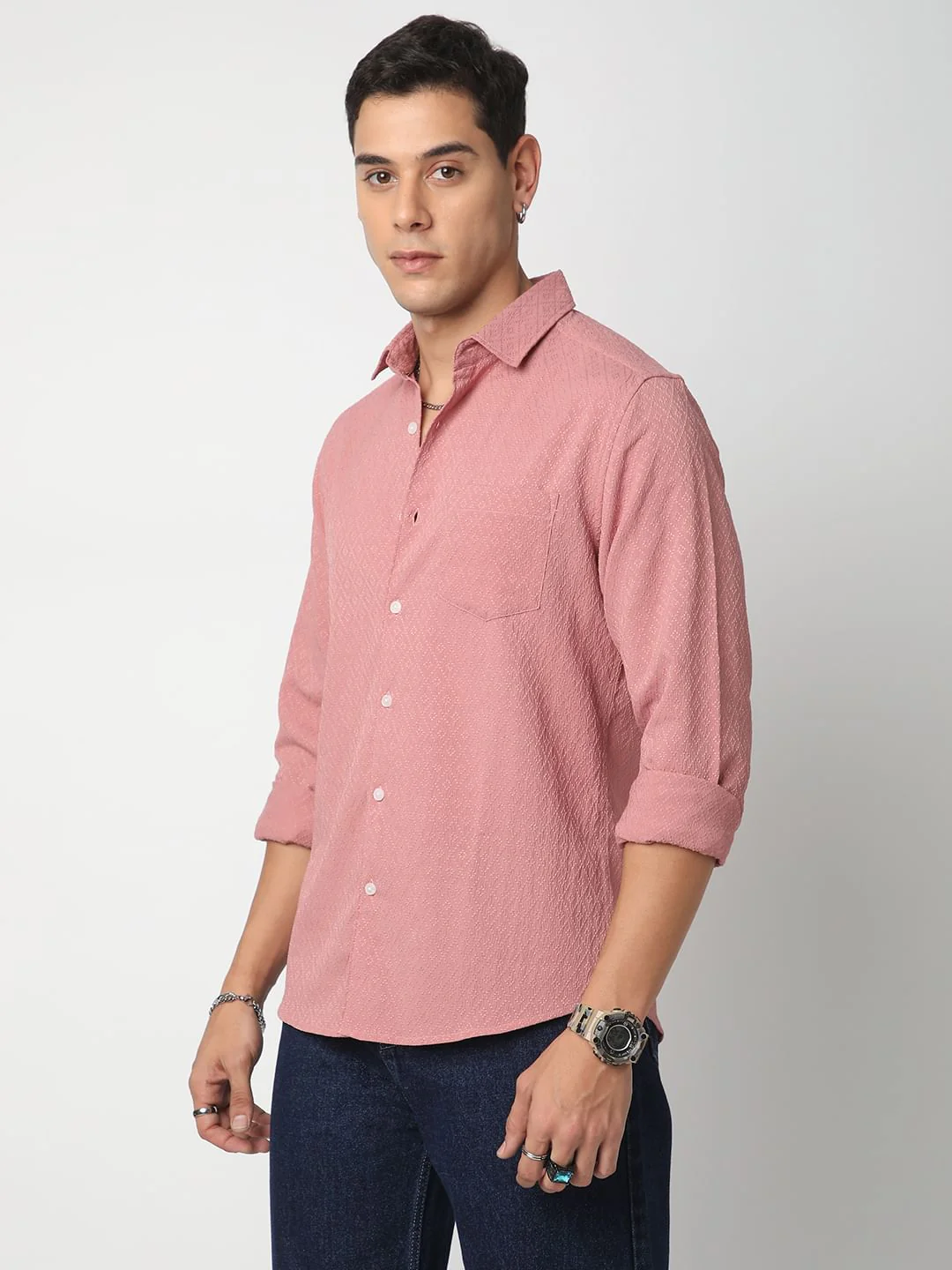 Georgia Peach Diamond Jacquard Shirt - Image 5
