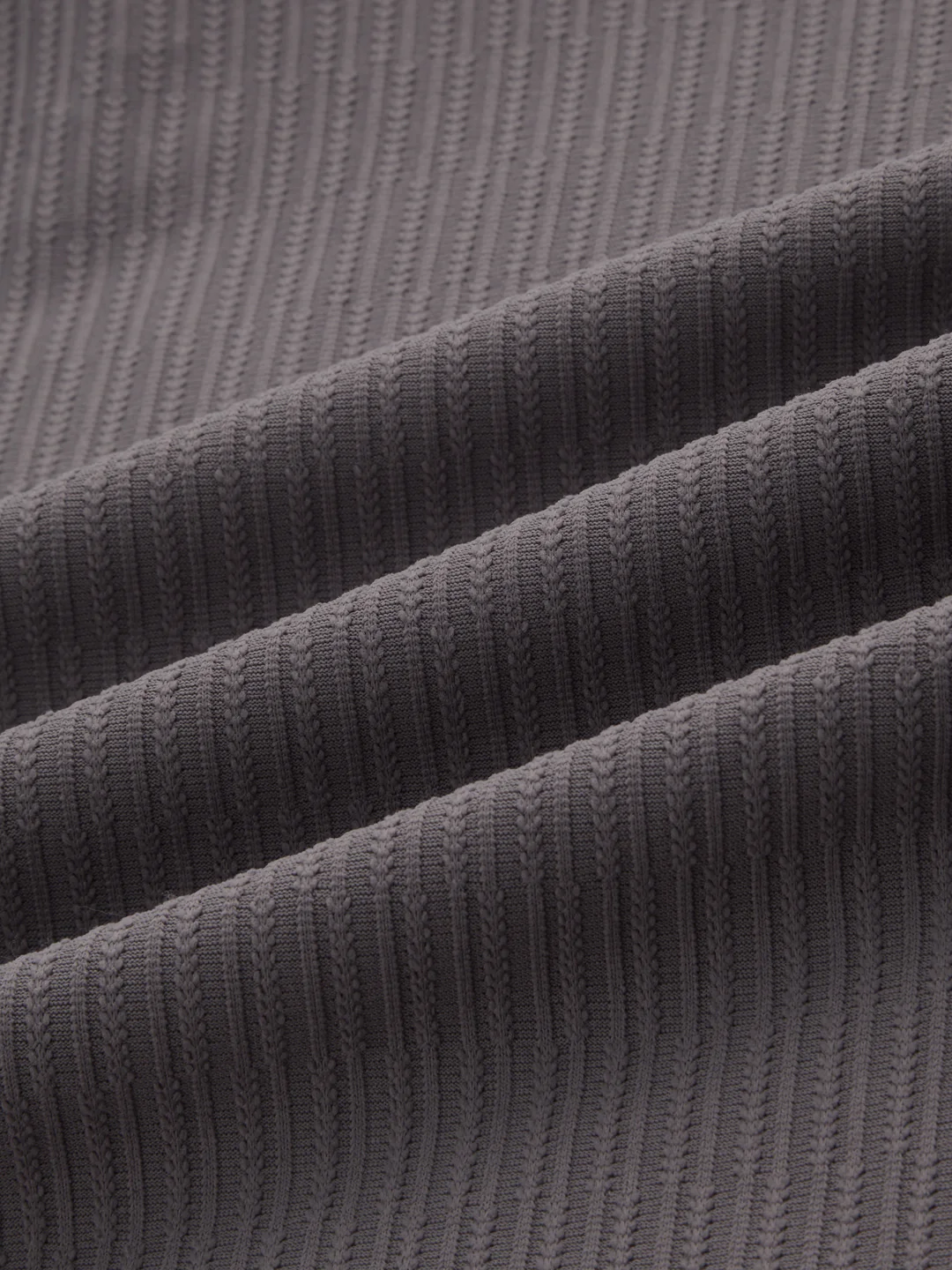 Graphite Grey Precision Rib Striped Oversized Polo Knitted Shirt - Image 3