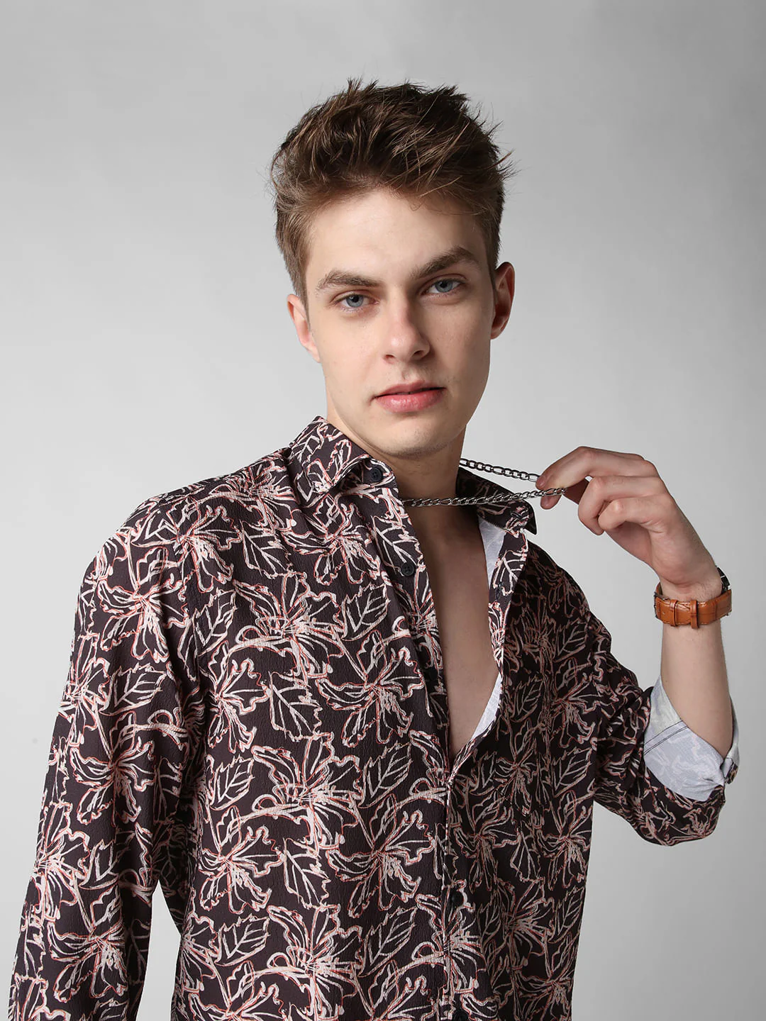 Grease Black Floral Printed Crinkled Shirt - Image 2