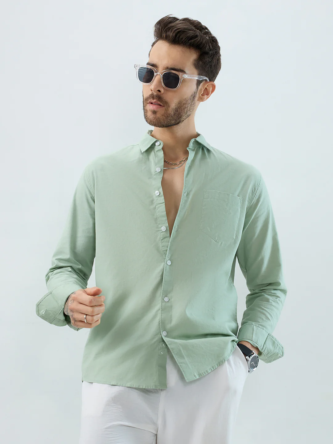 Green Pistachio Pop Slub Shirt - Image 2