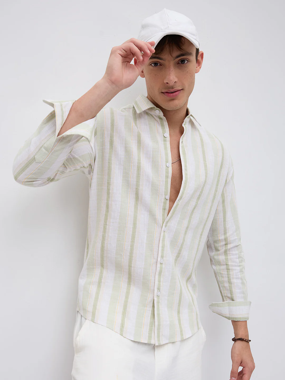 Greenline & White Vertical Stripe Shirt - Image 2