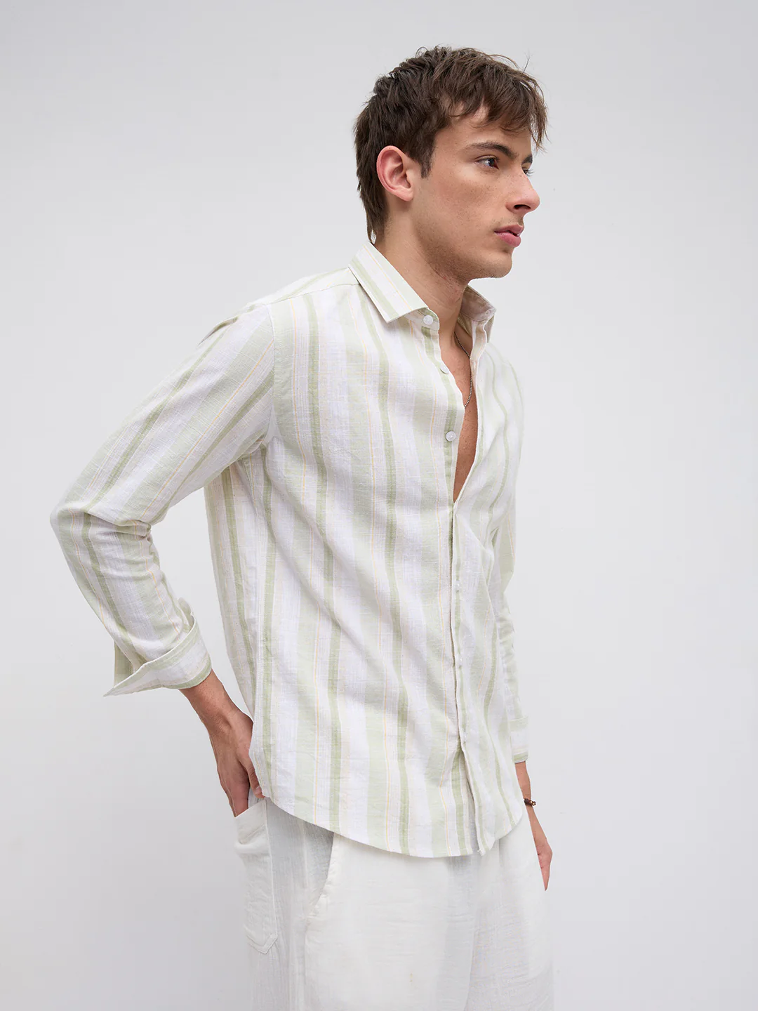 Greenline & White Vertical Stripe Shirt - Image 6