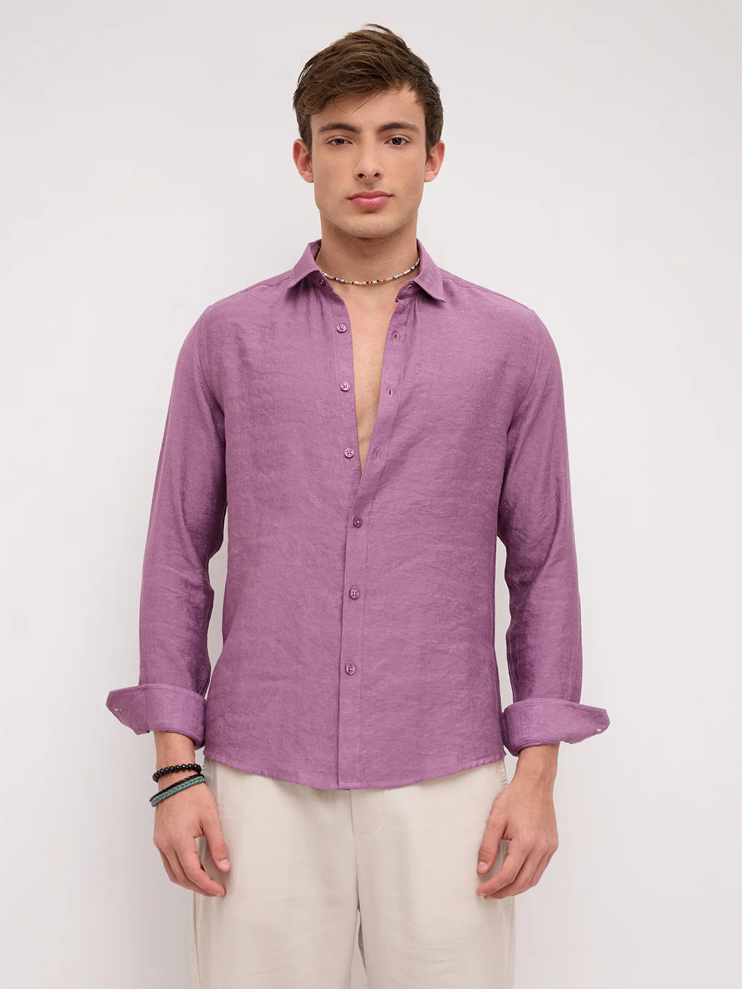 Heather Mauve Crinkled Textured Shirt - Image 5