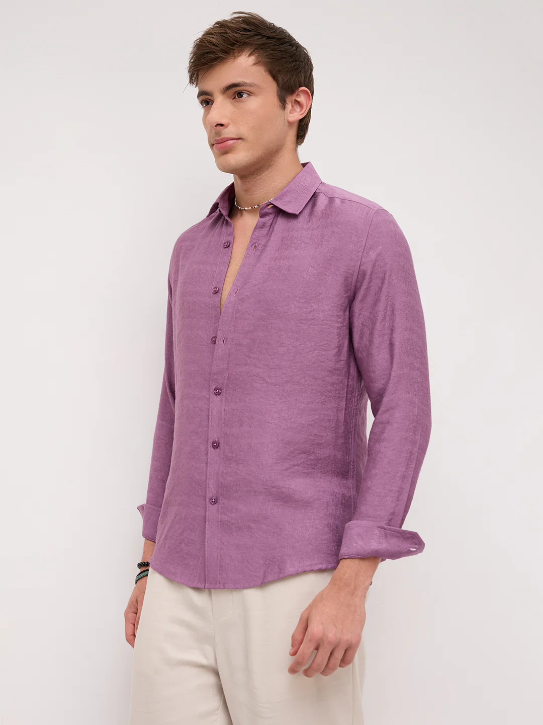 Heather Mauve Crinkled Textured Shirt - Image 7