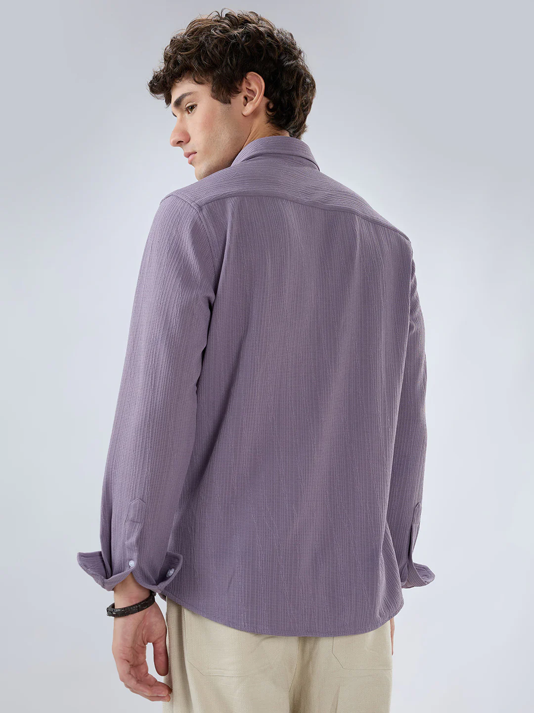 Heather Purple Matrix Weave Knitted Shirt - Image 7