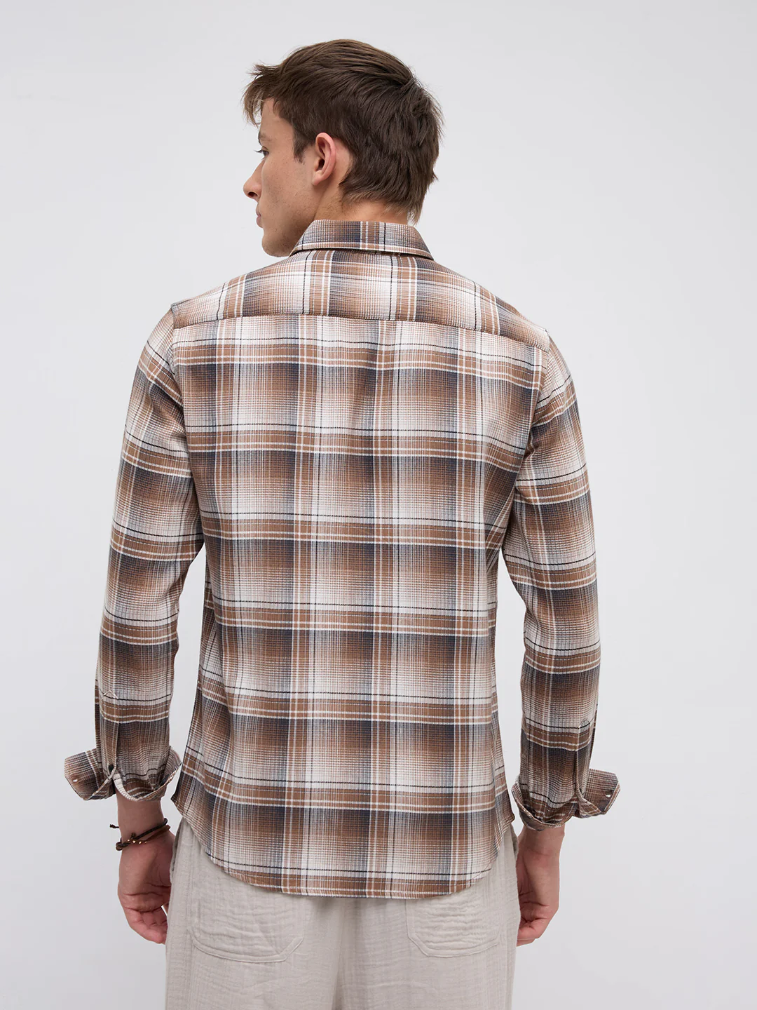 Heritage Brown & Beige Plaid Checks Shirt - Image 7