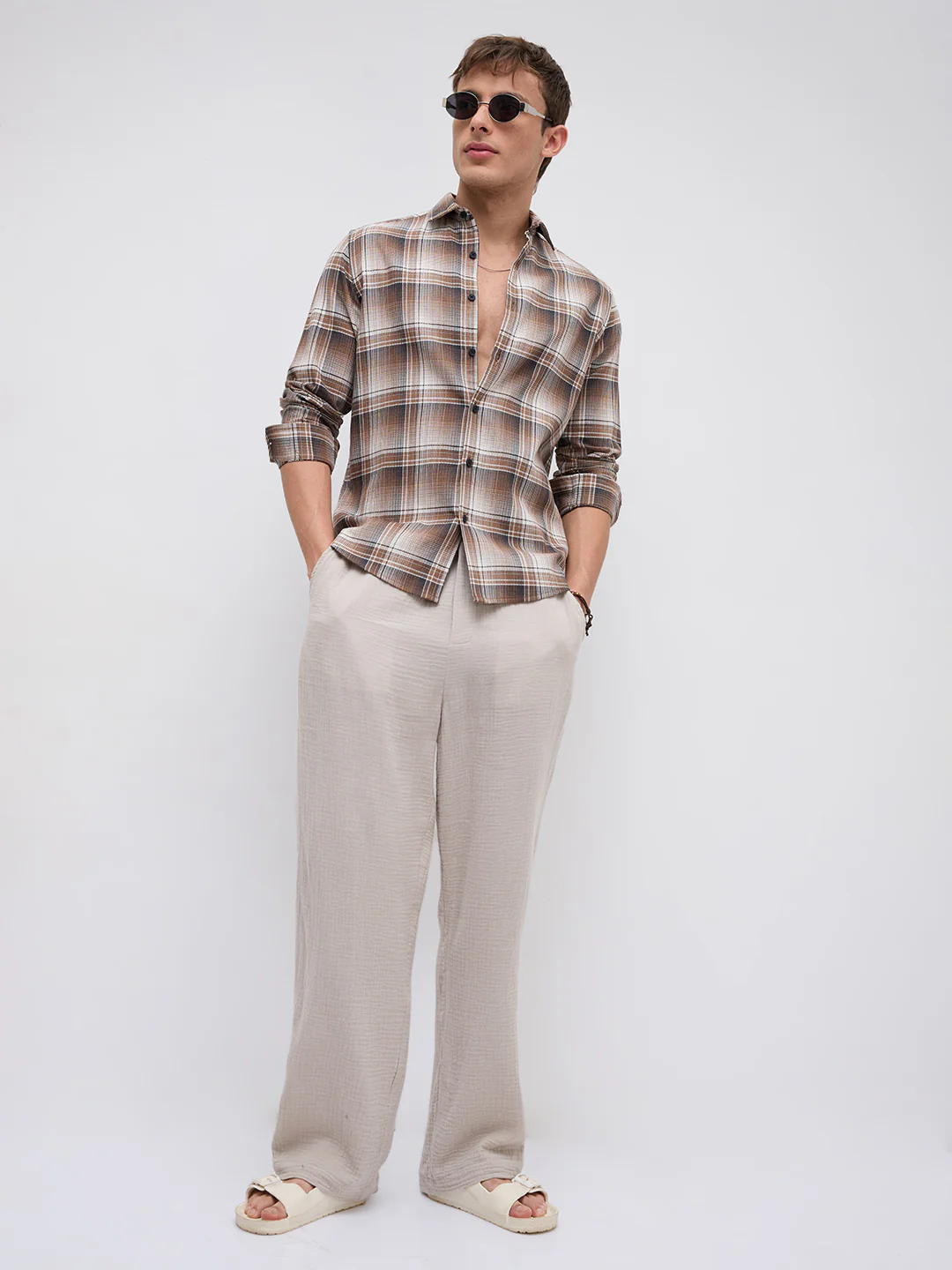 Heritage Brown & Beige Plaid Checks Shirt - Image 8