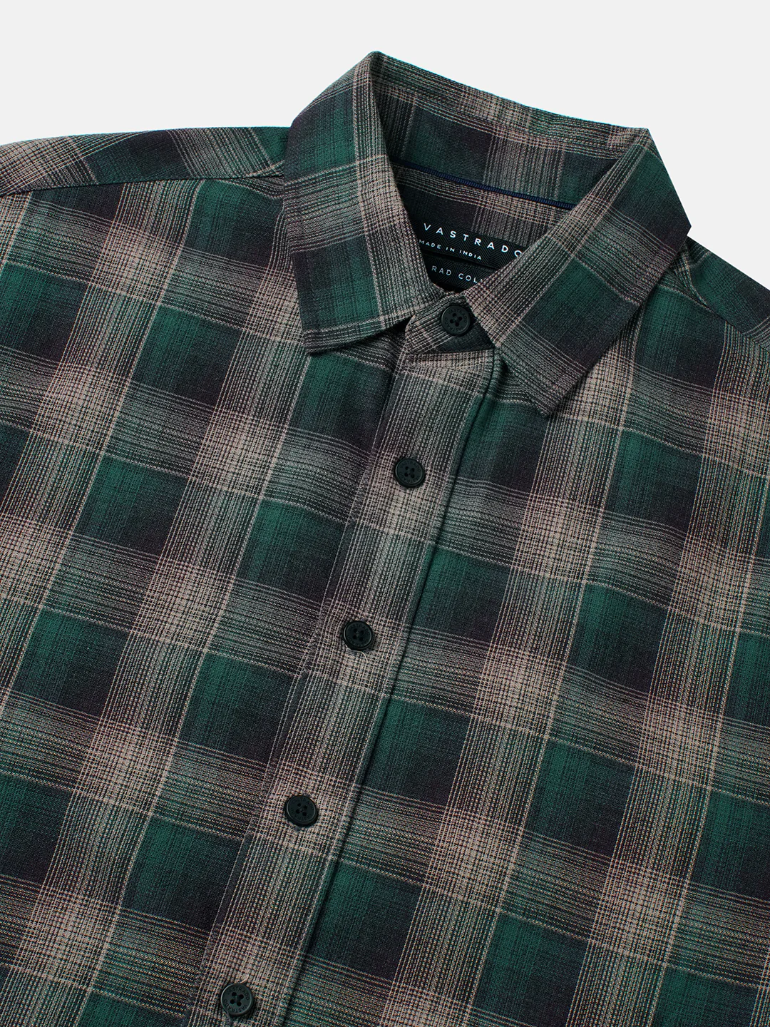 Heritage Forest Green Contrast Fine Checked Boxy Fit Crop Shirt - Image 3