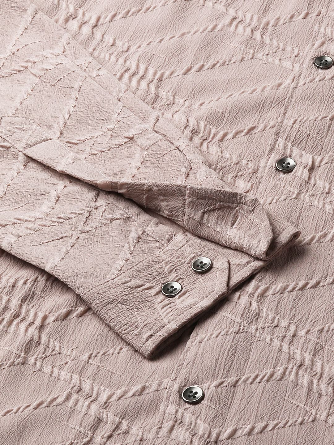 Honey Beige Abstract Textured Detailed Shirt - Image 8